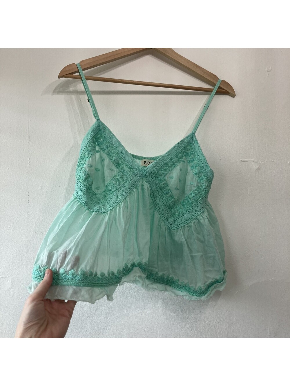 Boho Western Prairie Flowy Sheer Embroidered Babydoll Cami Romantic Medium